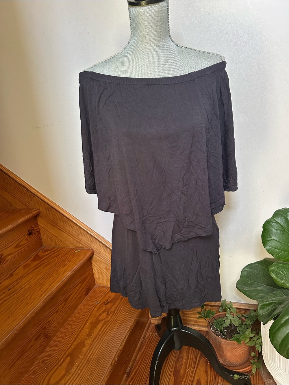 Soft Surroundings Black Off-Shoulder Mini Skirt